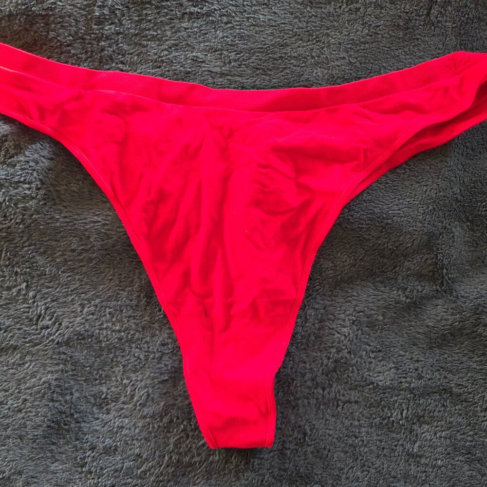 Victoria's Secret Pink! Red seamless hi cut thong panties size L